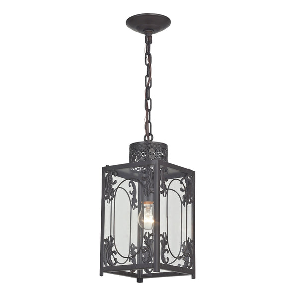Belwood-Rustic Iron Lantern With Filigree Detail