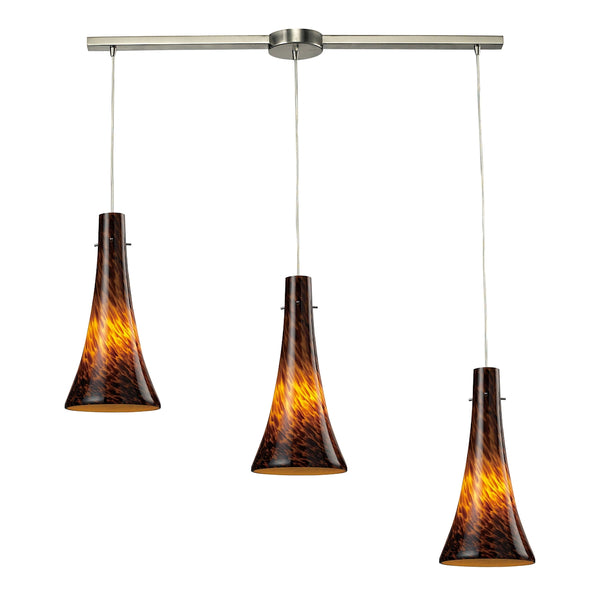 Tromba 3 Light Pendant In Espresso Glass
