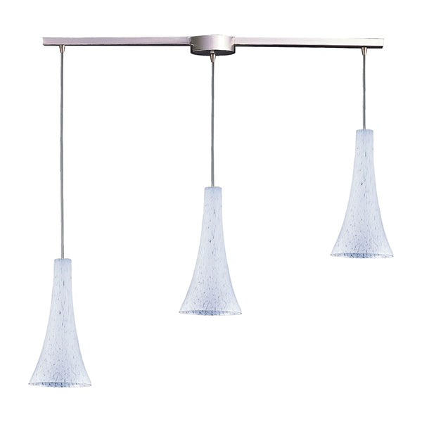 Tromba 3 Light Pendant In Satin Nickel And Snow White Glass