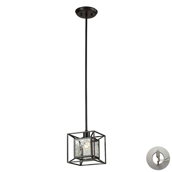 Cubix 1 Light Pendant In Oiled Bronze - Includes Recessed Lighting Kit