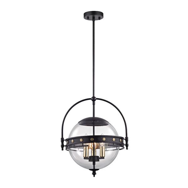 Encompass 3 Light Pendant In Oil Rubbed Bronze And Clear Glass