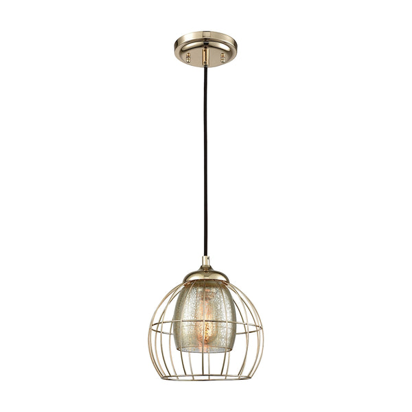 Yardley 1 Light Pendant In Polished Gold With Mercury Glass - Includes Recessed Lighting Kit