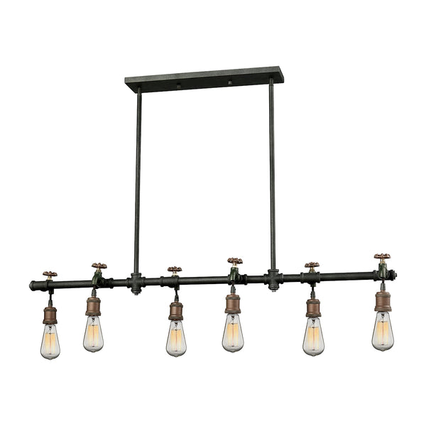 Jonas 6 Light Chandelier In Multi-Toned Weathered Finish