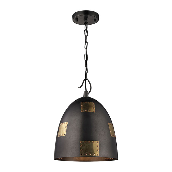 Strasburg 1 Light Pendant In Weathered Iron And Antique Gold