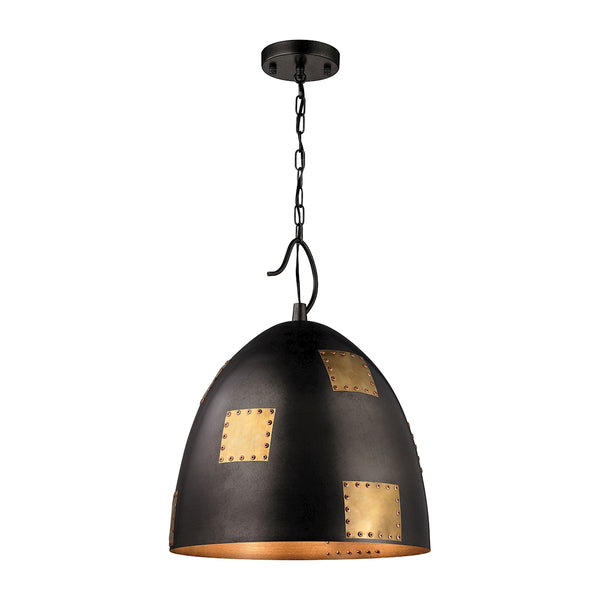 Strasburg 3 Light Pendant In Weathered Iron And Antique Gold