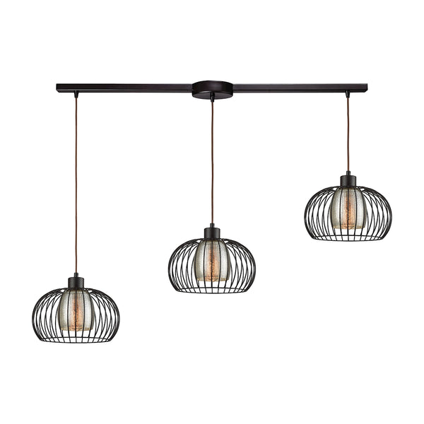 Yardley 3 Light Linear Bar Fixture In Oil Rubbed Bronze With Mercury Glass