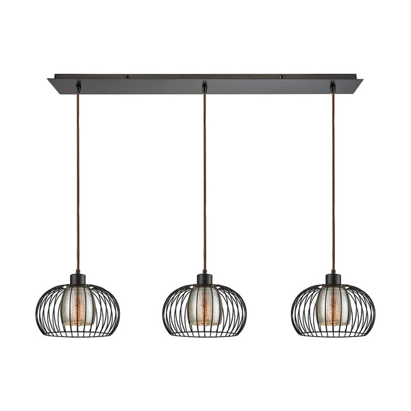 Yardley 3 Light Linear Pan Fixture In Oil Rubbed Bronze With Mercury Glass