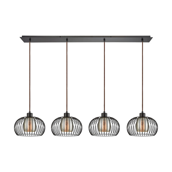 Yardley 4 Light Linear Pan Fixture In Oil Rubbed Bronze With Mercury Glass
