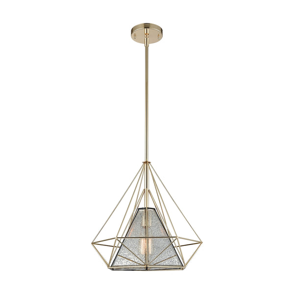 Geoweb 1 Light Pendant In Polished Gold With Mercury Glass