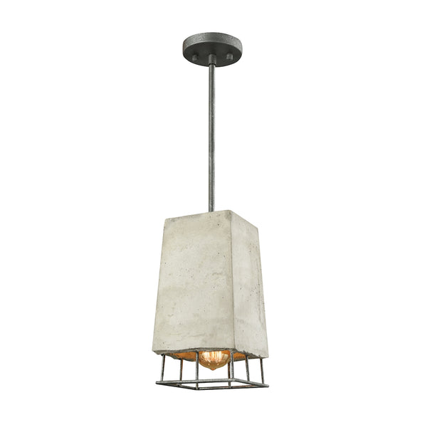 Brocca 1 Light Pendant In Silverdust Iron With Concrete Shade