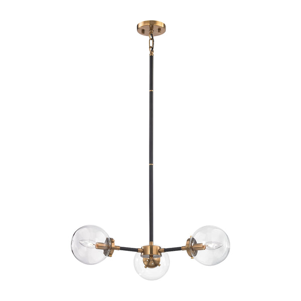 Boudreaux 3 Light Chandelier In Matte Black And Antique Gold