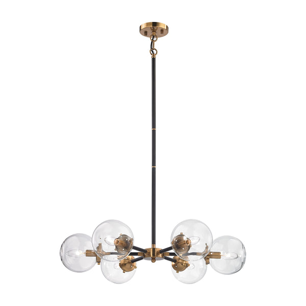 Boudreaux 6 Light Chandelier In Matte Black And Antique Gold
