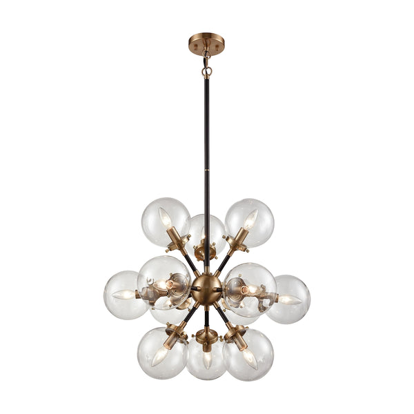 Boudreaux 12 Light Chandelier In Matte Black And Antique Gold