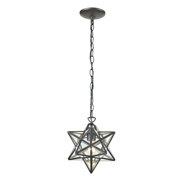 Star 1 Light Pendant In Clear Glass