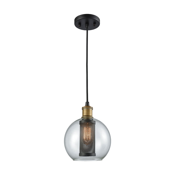 Bremington 1 Light Pendant In Oil Rubbed Bronze/Aged Gold With Clear Glass - Includes Recessed Lighting Kit