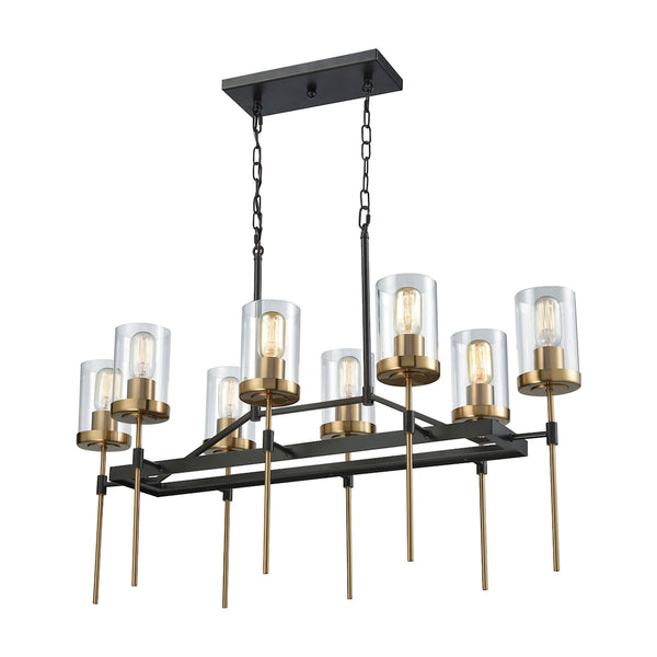North Haven 8 Light Chandelier In Oil Rubbed Bronze With Satin Brass Accents And Clear Glass