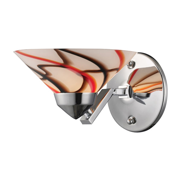 Refraction 1 Light Wall Sconce In Polished Chrome And Creme White Glass