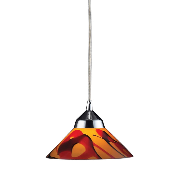 Refraction 1 Light Pendant In Polished Chrome And Jasper Glass
