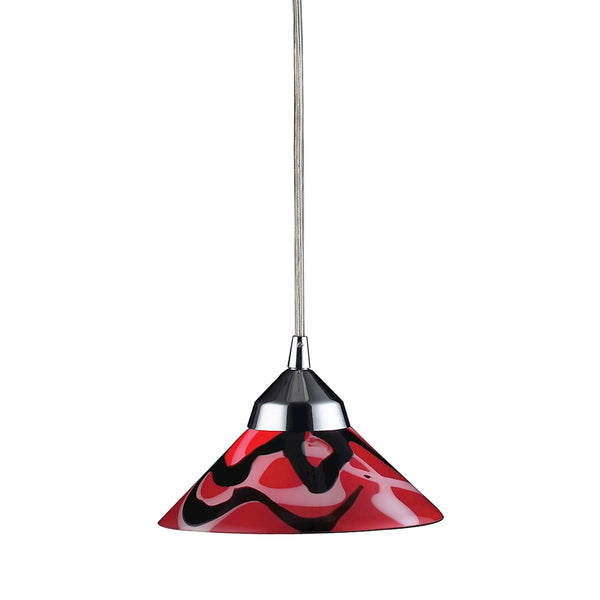 Refraction 1 Light Pendant In Polished Chrome And Mars Glass
