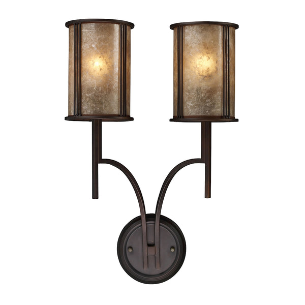 Barringer 2 Light Wall Sconce In Aged Bronze And Tan Mica