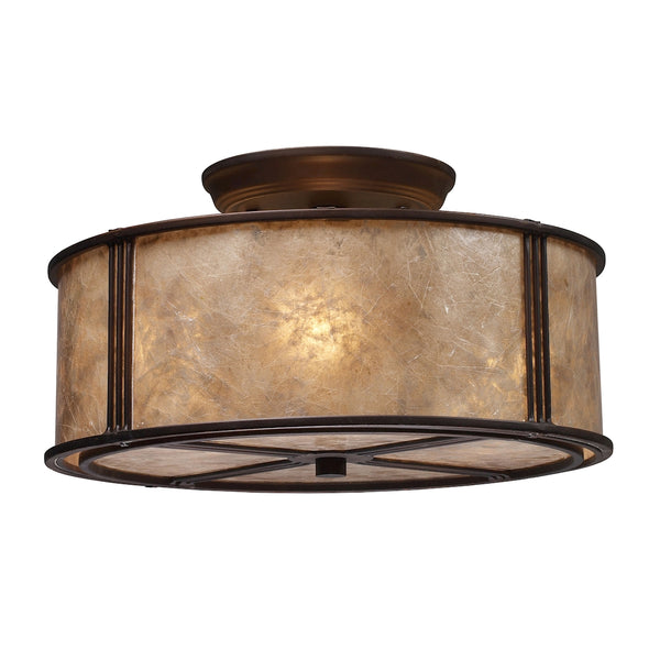 Barringer 3 Light Semi Flush In Aged Bronze And Tan Mica