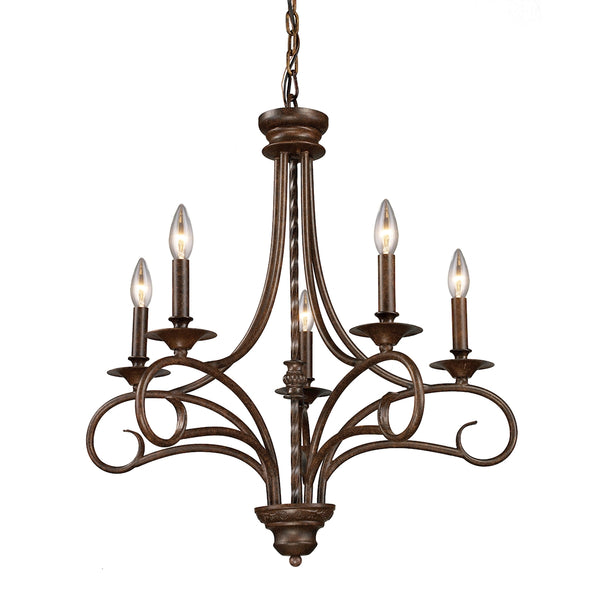 Gloucester 5 Light Chandelier In Weathered Bronze