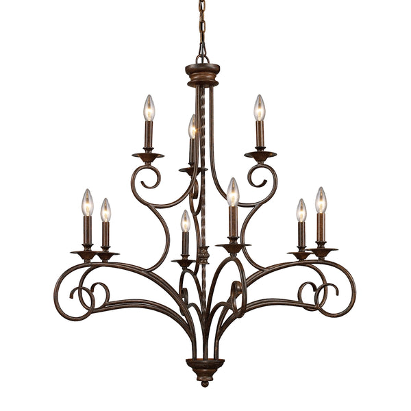 Gloucester 9 Light Chandelier In Weathered Bronze