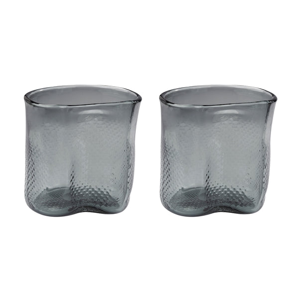 Fish Net Glass Vases In Grey - Set of 2