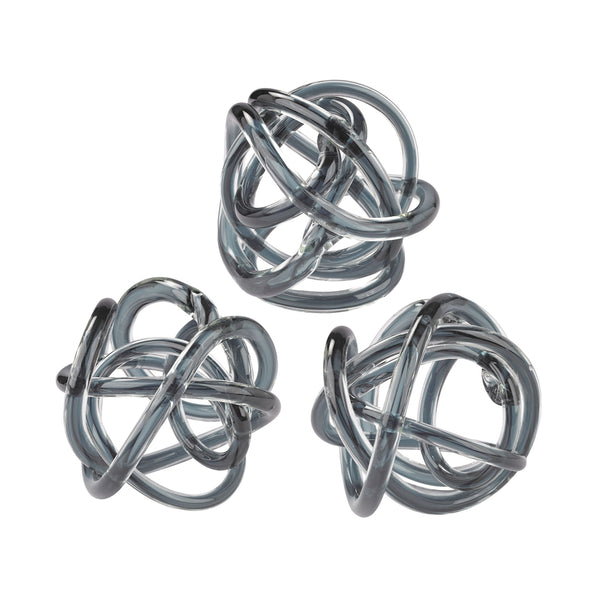 Grey Glass Knots - Set of 3