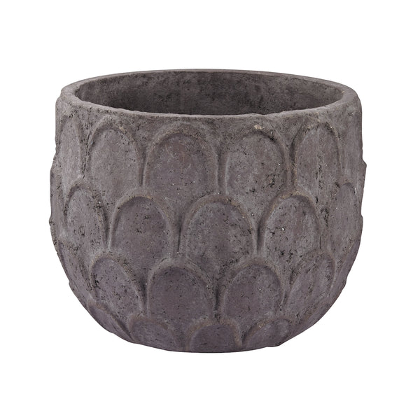 Aged Powdered Lotus Petal-Carved Pot - Small