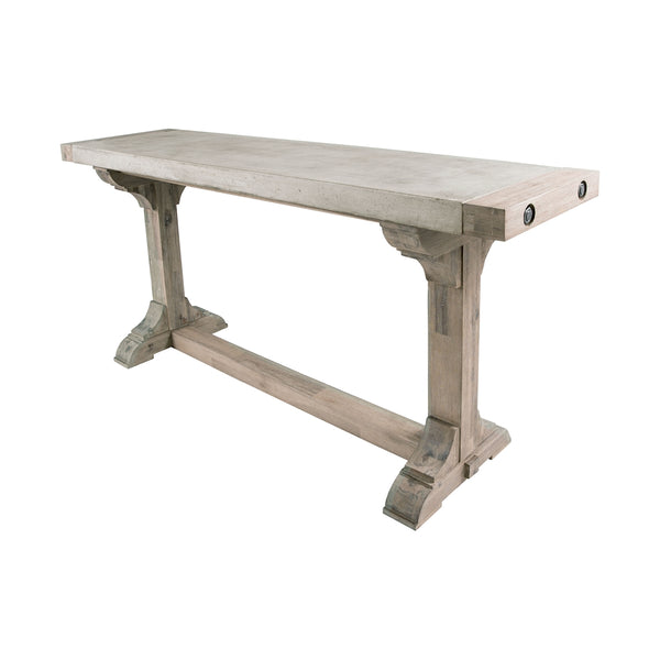 Pirate Concrete and Wood Console Table with Waxed Atlantic Finish