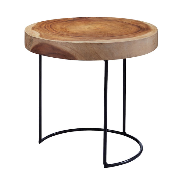 Suar Wood Slab Accent Table