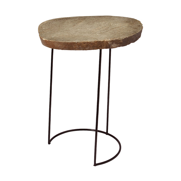Stone Slab And Wire Frame Table - Tall