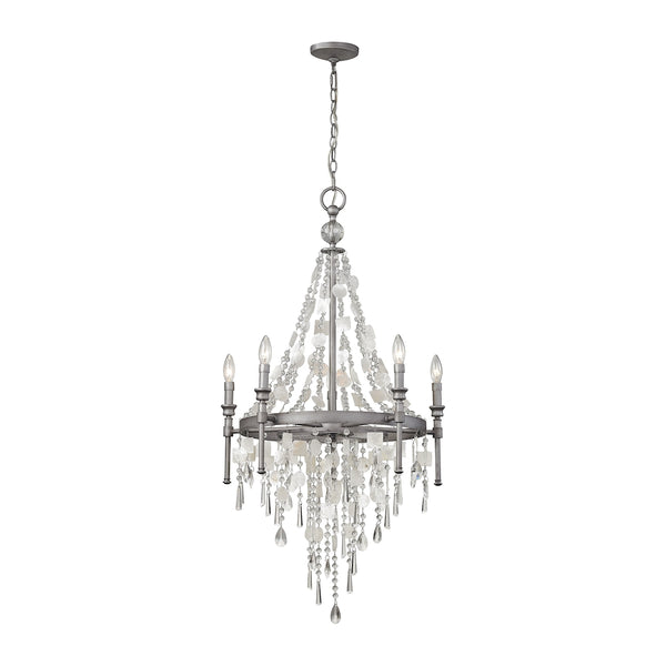 Alexandra 5 Light LED Chandelier In Weathered Zinc