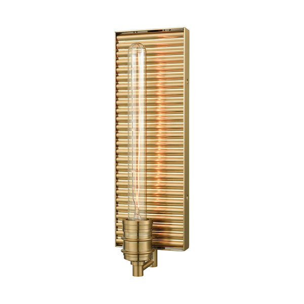 Corrugated Steel 1 Light Wall Sconce In Satin Brass