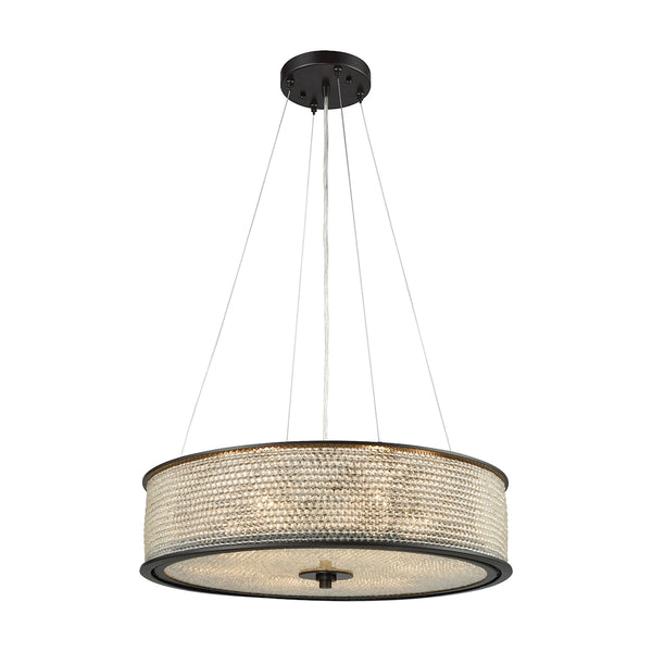 Glass Beads 6 Light Chandelier In Oil Rubbed Bronze With Clear Glass Balls