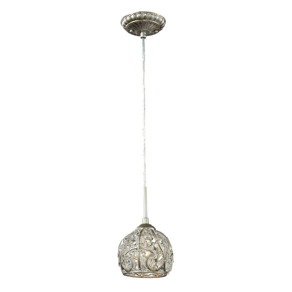 Elizabethan 1 Light Mini Pendant In Aged Silver