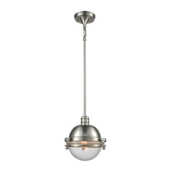 Riley 1 Light Pendant In Satin Nickel With Clear Glass - Includes Recessed Lighting Kit