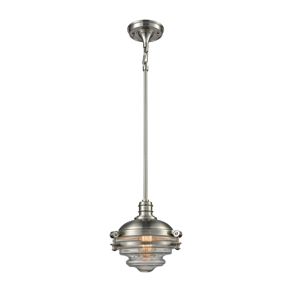Riley 1 Light Pendant In Satin Nickel With Clear Glass - Includes Recessed Lighting Kit