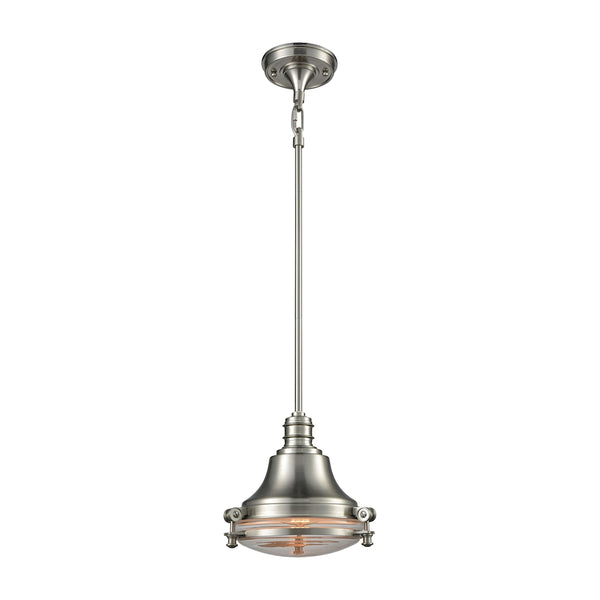 Riley 1 Light Pendant In Satin Nickel With Clear Glass - Includes Recessed Lighting Kit