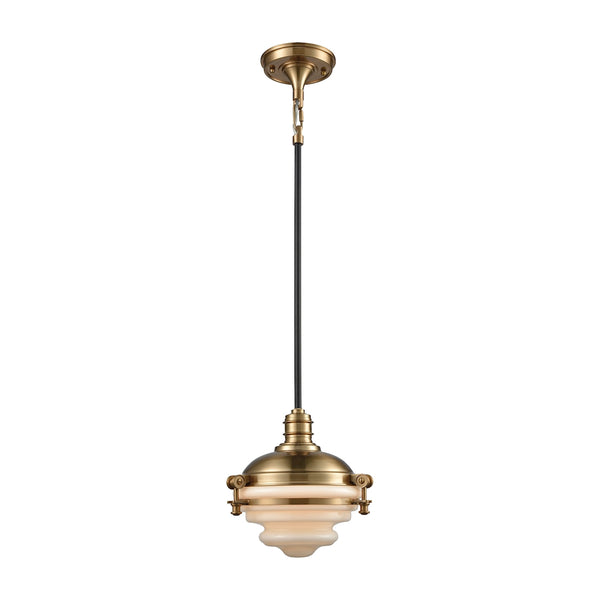 Riley 1 Light Pendant In Satin Brass And Oil Rubbed Bronze - Includes Recessed Lighting Kit