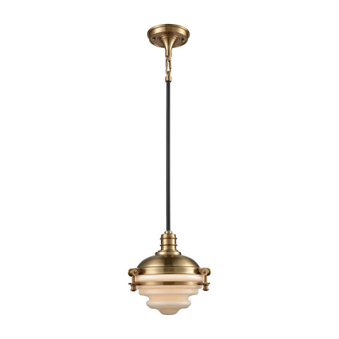 Riley 1 Light Pendant In Satin Brass And Oil Rubbed Bronze - Includes Recessed Lighting Kit