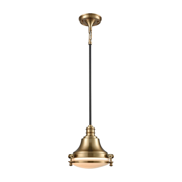 Riley 1 Light Pendant In Satin Brass And Oil Rubbed Bronze - Includes Recessed Lighting Kit