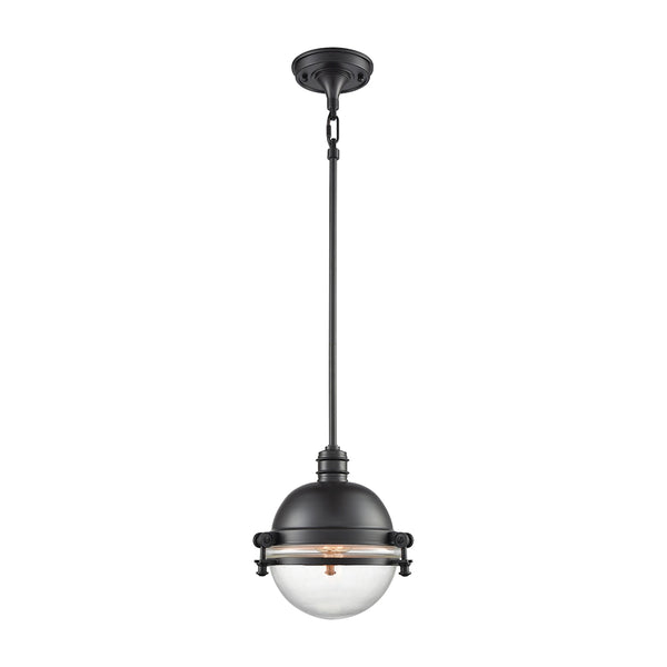 Riley 1 Light Pendant In Oil Rubbed Bronze With Clear Glass - Includes Recessed Lighting Kit