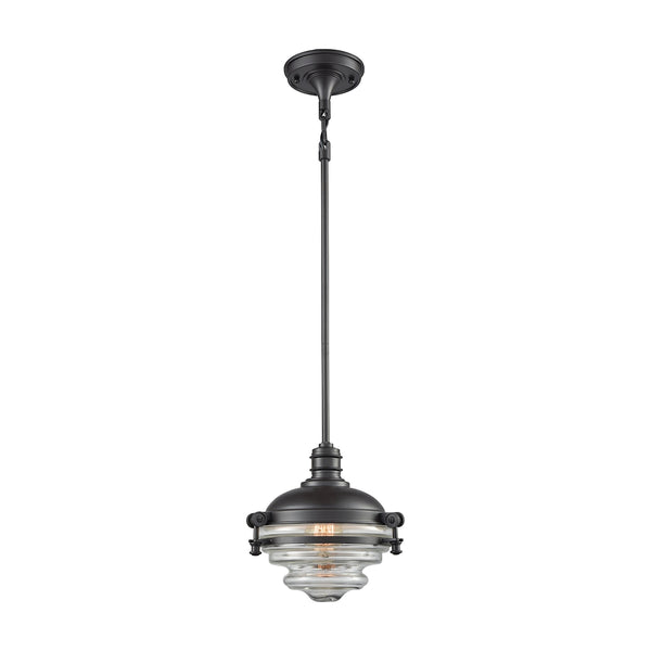 Riley 1 Light Pendant In Oil Rubbed Bronze With Clear Glass - Includes Recessed Lighting Kit