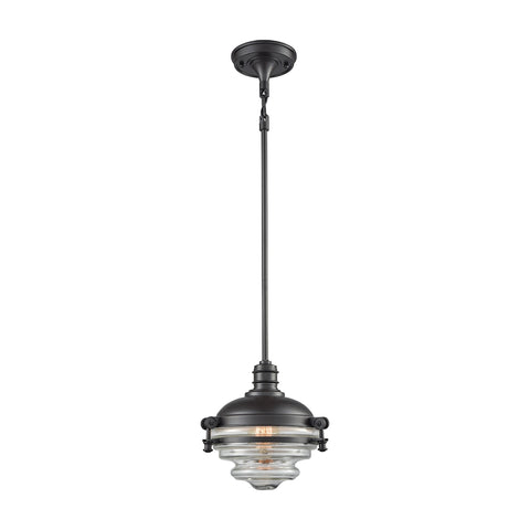 Riley 1 Light Pendant In Oil Rubbed Bronze With Clear Glass - Includes Recessed Lighting Kit