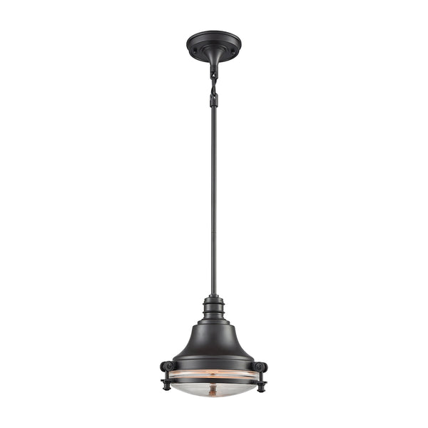 Riley 1 Light Pendant In Oil Rubbed Bronze With Clear Glass - Includes Recessed Lighting Kit