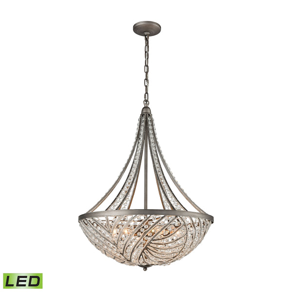 Renaissance 6 Light LED Chandelier In Weathered Zinc