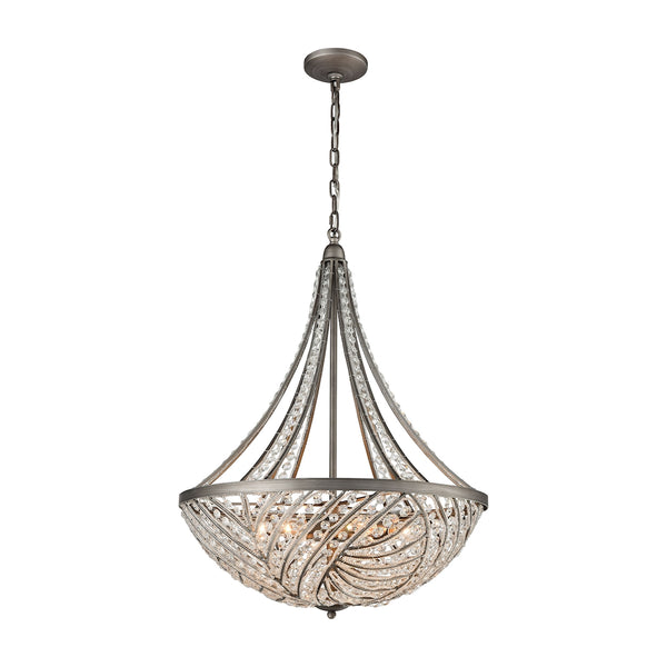 Renaissance 6 Light Chandelier In Weathered Zinc