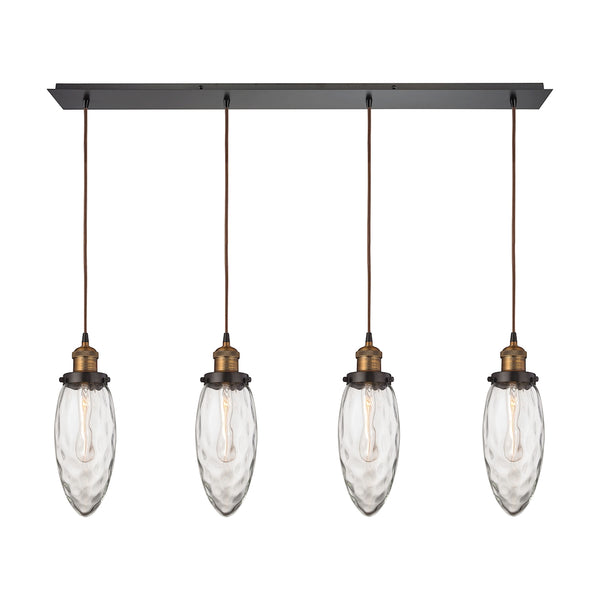 Owen 4 Light Pendant In Oil Rubbed Bronze And Antique Brass